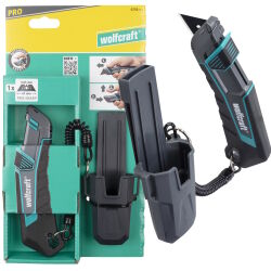 Nóż trapezowy z linką z futerałem z ostrzem trapezowym PRO SAFETY wolfcraft