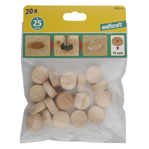 Płytki zaślepki maskujące sęki drewno sosnowe 25mm Wolfcraft 20szt.