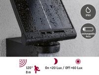 Oprawa elewacyjna LESLA LED 12.5W solar PIR 1000lm 3000K IP65 USB-C 3.6V antracyt / tworzywo sztuczne - 15