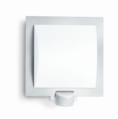Lampa elewacyjna z czujnikiem ruchu i zmierzchu Steinel L 20 S PIR max.60W E27 IP44 IK03 230V srebrna / stal nierdzewna