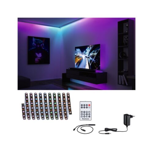 Kompletny zestaw taśma DYNAMIC LED RGB+ 5W 3M IP20 60LED/m 10VA 230V/12V DC biały / tworzywo sztuczne