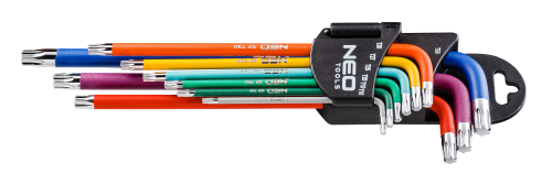 Klucze Torx T10-50, zestaw 9 szt., kolorowe 09-518 NEO